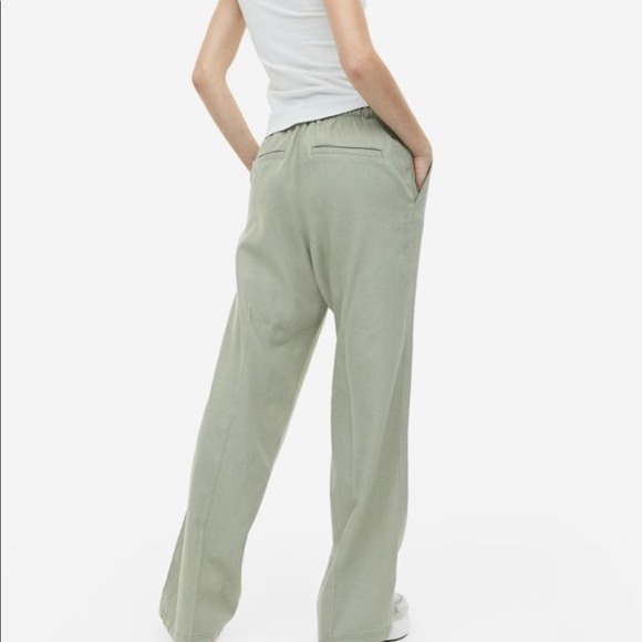 H&M Pants & Jumpsuits Hm Green Linen Blend Pants Poshmark